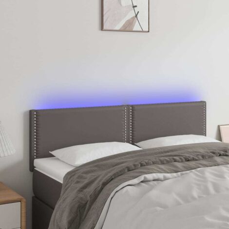 Cabecero con LED cuero sintético negro 144x5x78/88 cm vidaXL
