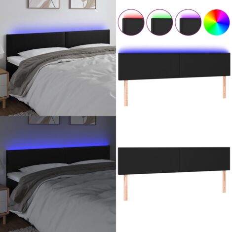Cabecero con LED cuero sintético negro 180x5x78/88 cm - Cuero sintético - Cabecero de cama