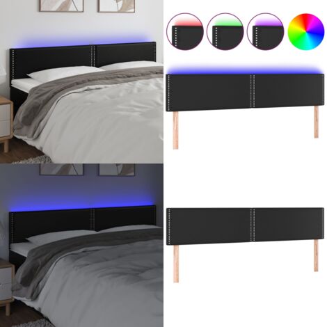Cabecero con LED cuero sintético negro 180x5x78/88 cm - Cuero sintético - Cabecero de cama