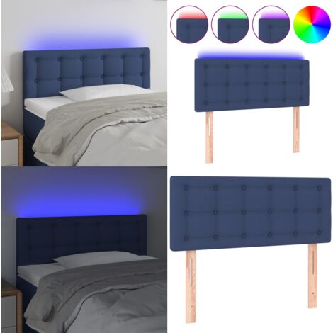 Cabecero con LED de tela azul 100x5x78/88 cm - Cabecero azul - Cabecero de cama