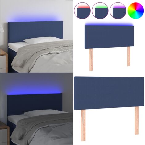 Cabecero con LED de tela azul 100x5x78/88 cm - Cabecero azul - Cabecero de cama