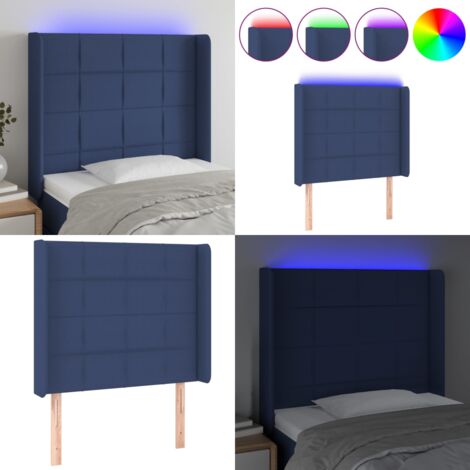 Cabecero con LED de tela azul 103x16x118/128 cm - Cabecero azul - Cabecero de cama