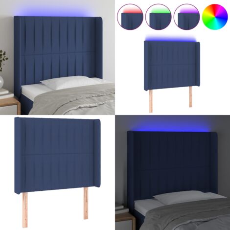 Cabecero con LED de tela azul 103x16x118/128 cm - Cabecero azul - Cabecero de cama