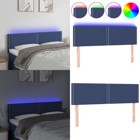 Cabecero con LED de tela azul 144x5x78/88 cm - Cabecero azul - Cabecero de cama