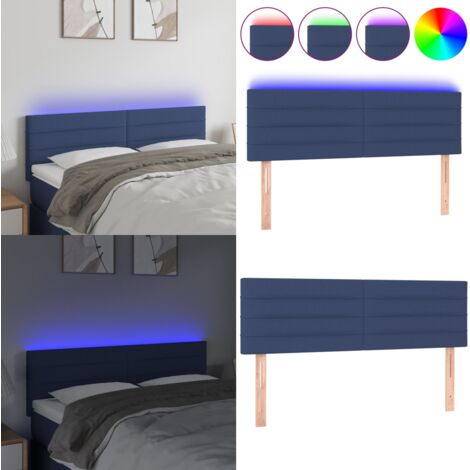 Cabecero con LED de tela azul 144x5x78/88 cm - Cabecero azul - Cabecero de cama