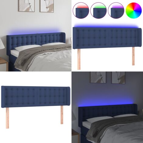 Cabecero con LED de tela azul 147x16x78/88 cm - Cabecero azul - Cabecero de cama