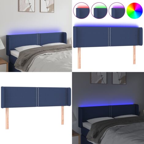 Cabecero con LED de tela azul 147x16x78/88 cm - Cabecero azul - Cabecero de cama