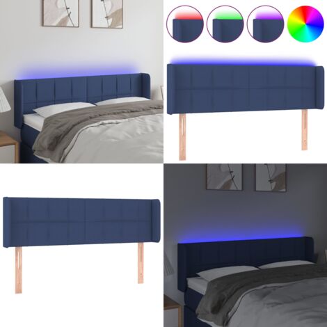 Cabecero con LED de tela azul 147x16x78/88 cm - Cabecero azul - Cabecero de cama