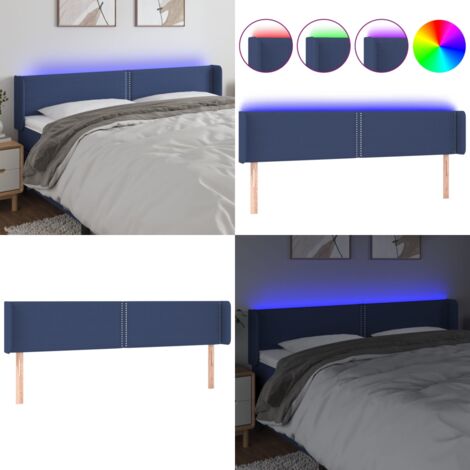 Cabecero con LED de tela azul 183x16x78/88 cm - Cabecero azul - Cabecero de cama