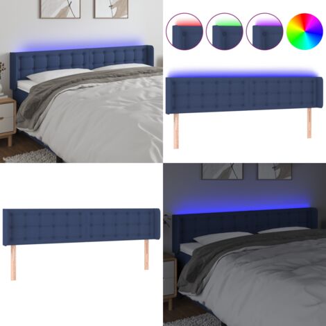 Cabecero con LED de tela azul 183x16x78/88 cm - Cabecero azul - Cabecero de cama