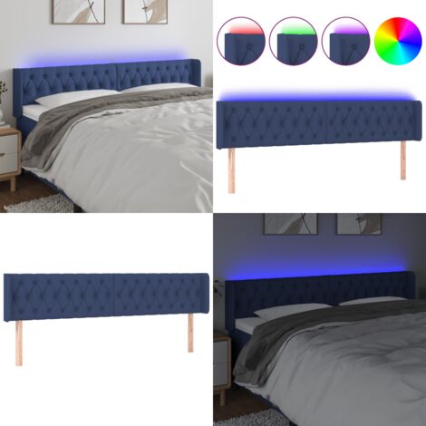 Cabecero con LED de tela azul 203x16x78/88 cm - Cabecero azul - Cabecero con luz LED