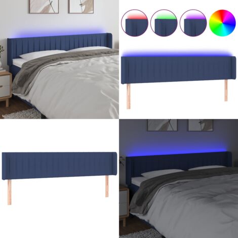 Cabecero con LED de tela azul 203x16x78/88 cm - Cabecero azul - Cabecero con luz LED