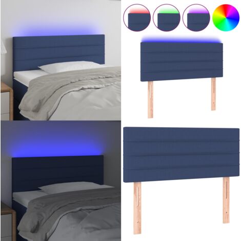 Cabecero con LED de tela azul 80x5x78/88 cm - Cabecero azul - Cabecero de cama