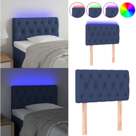 Cabecero con LED de tela azul 80x7x78/88 cm - Cabecero de cama - Cabecero azul