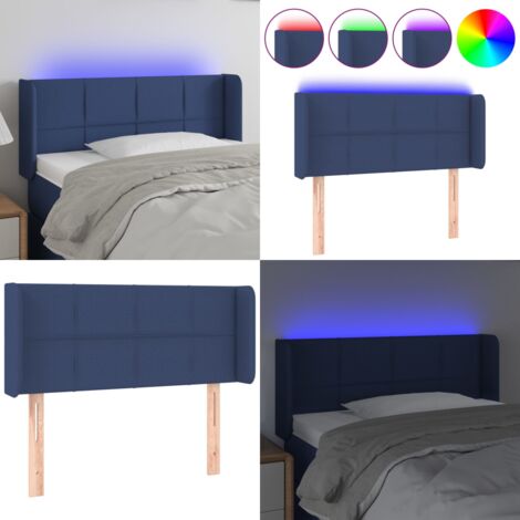 Cabecero con LED de tela azul 83x16x78/88 cm - Cabecero azul - Cabecero de cama