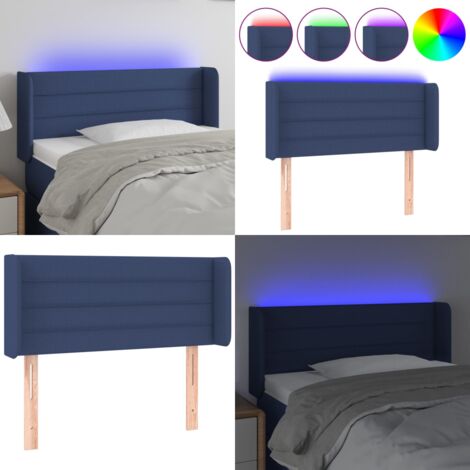 Cabecero con LED de tela azul 83x16x78/88 cm - Cabecero azul - Cabecero de cama