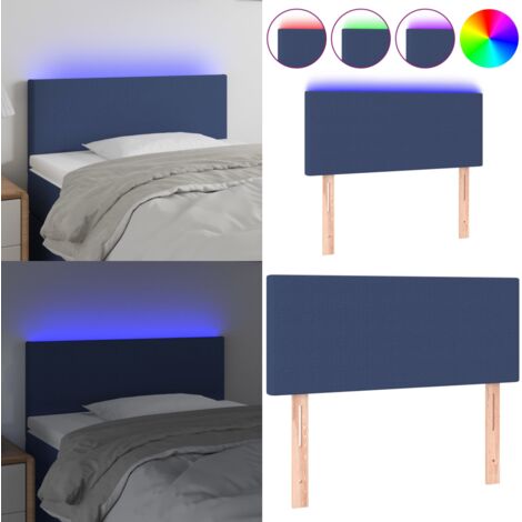Cabecero con LED de tela azul 90x5x78/88 cm - Cabecero azul - Cabecero de cama