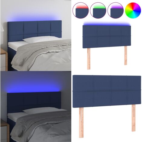 Cabecero con LED de tela azul 90x5x78/88 cm - Cabecero azul - Cabecero de cama