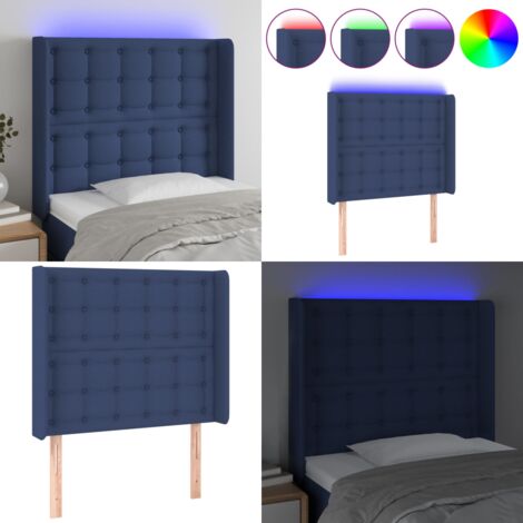 Cabecero con LED de tela azul 93x16x118/128 cm - Cabecero de cama - Cabecero azul