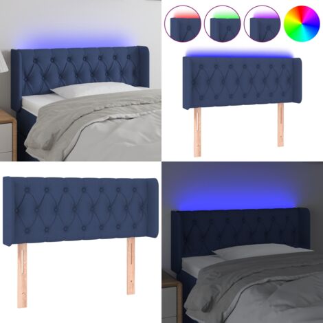 Cabecero con LED de tela azul 93x16x78/88 cm - Cabecero de cama - Cabecero azul