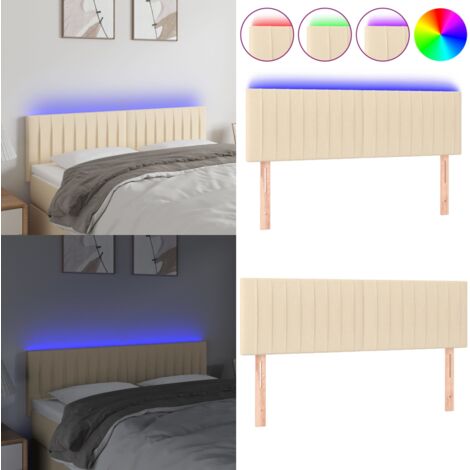 Cabecero con LED de tela color crema 144x5x78/88 cm - Cabecero de cama - Cabecero LED