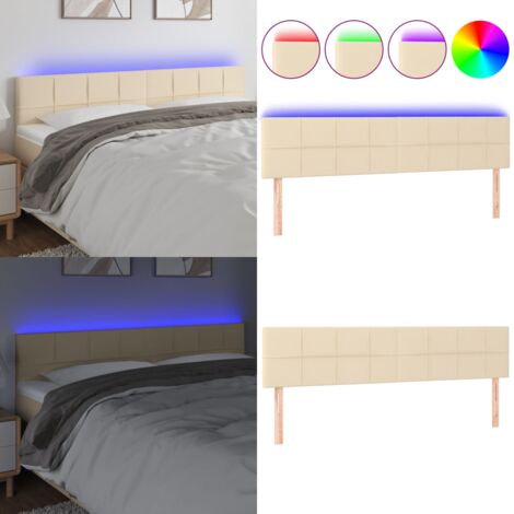 Cabecero con LED de tela color crema 160x5x78/88 cm - Cabecero de cama - Cabecero con luz LED