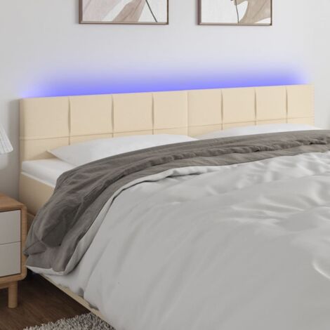 Cabecero con LED de tela color crema 160x5x78/88 cm vidaXL