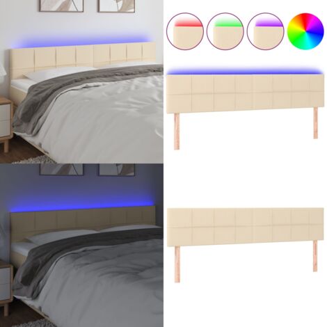 Cabecero con LED de tela color crema 180x5x78/88 cm - Cabecero de cama - Cabecero de tela