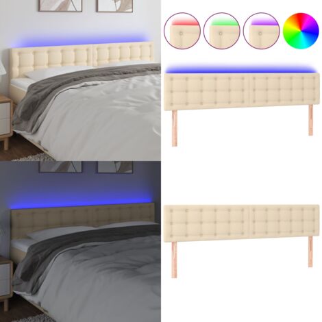 Cabecero con LED de tela color crema 180x5x78/88 cm - Cabecero de cama - Cabecero de tela