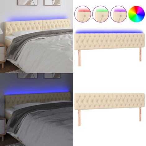 Cabecero con LED de tela color crema 180x7x78/88 cm - Cabecero de cama - Cabecero con luz LED