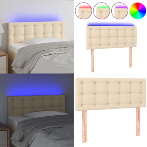 Cabecero con LED de tela color crema 80x5x78/88 cm - Cabecero de cama - Luz LED