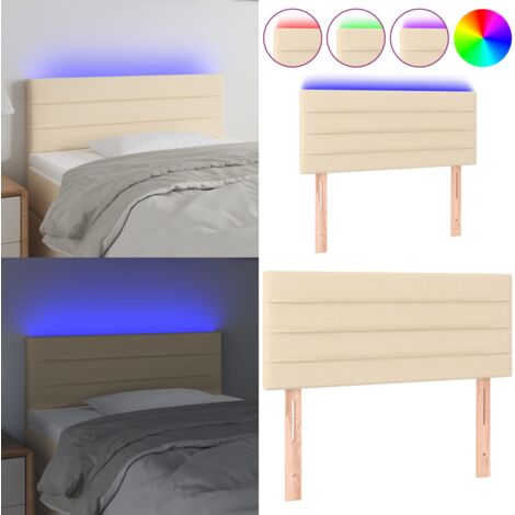 Cabecero con LED de tela color crema 80x5x78/88 cm - Cabecero de cama - Luz LED