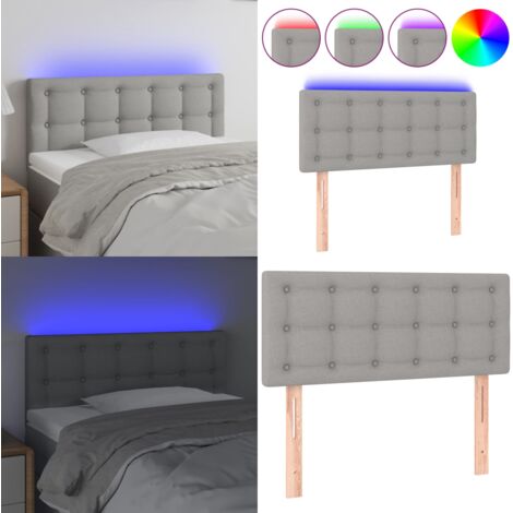 Cabecero con LED de tela gris claro 100x5x78/88 cm - Cabecero de cama - Cabecero LED