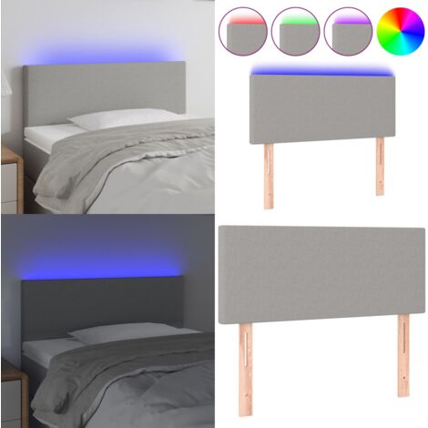Cabecero con LED de tela gris claro 100x5x78/88 cm - Cabecero de cama - Cabecero LED