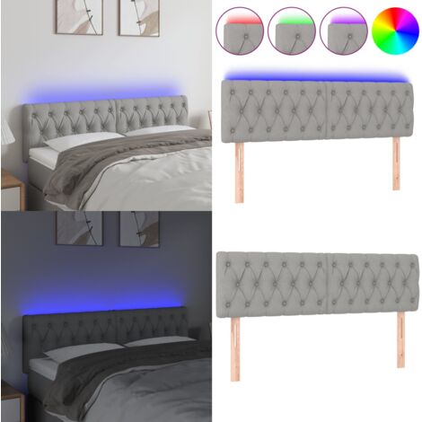 Cabecero con LED de tela gris claro 144x7x78/88 cm - Cabecero de cama - Luz LED