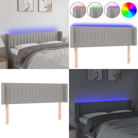 Cabecero con LED de tela gris claro 147x16x78/88 cm - Cabecero de cama - Cabecero LED