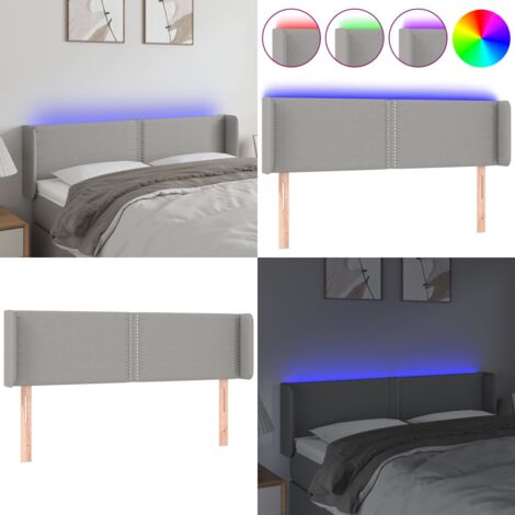 Cabecero con LED de tela gris claro 147x16x78/88 cm - Cabecero de cama - Cabecero LED