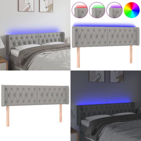 Cabecero con LED de tela gris claro 147x16x78/88 cm - Cabecero de cama - Cabecero LED