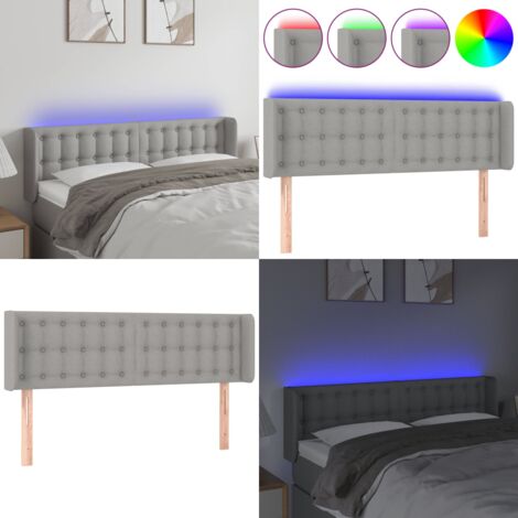 Cabecero con LED de tela gris claro 147x16x78/88 cm - Cabecero de cama - Cabecero LED