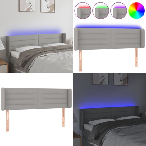 Cabecero con LED de tela gris claro 147x16x78/88 cm - Cabecero de cama - Cabecero LED