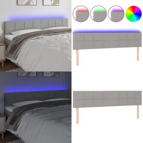 Cabecero con LED de tela gris claro 160x5x78/88 cm - Cabecero de cama - Cabecero LED
