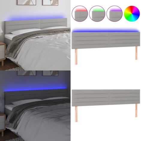 Cabecero con LED de tela gris claro 160x5x78/88 cm - Cabecero de cama - Tira LED