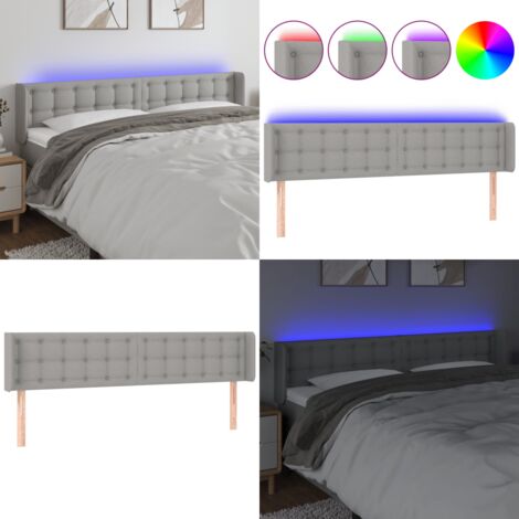 Cabecero con LED de tela gris claro 163x16x78/88 cm - Cabecero de cama - Luz LED