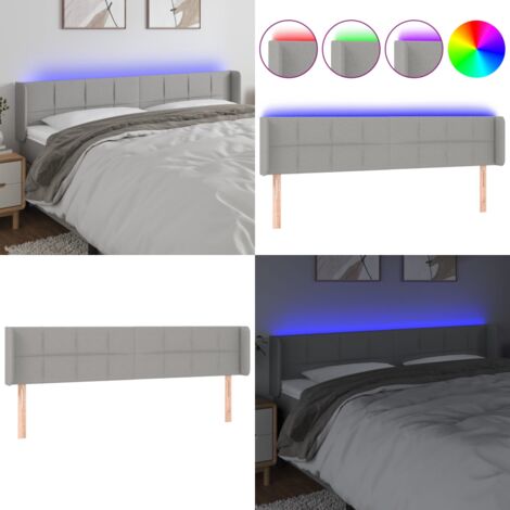 Cabecero con LED de tela gris claro 163x16x78/88 cm - Cabecero de cama - Luz LED