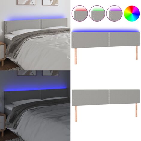 Cabecero con LED de tela gris claro 180x5x78/88 cm - Cabecero de cama - Cabecero de cama con LED