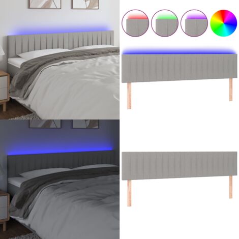 Cabecero con LED de tela gris claro 180x5x78/88 cm - Cabecero de cama - Cabecero de cama con LED