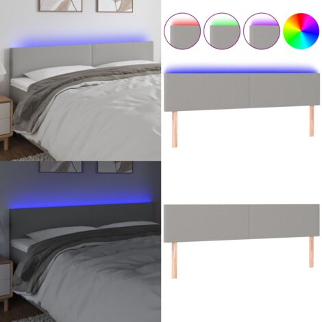 Cabecero con LED de tela gris claro 180x5x78/88 cm - Cabecero de cama - Cabecero de cama con LED