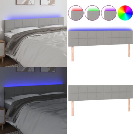 Cabecero con LED de tela gris claro 180x5x78/88 cm - Cabecero de cama - Cabecero de cama con LED