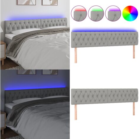 Cabecero con LED de tela gris claro 180x7x78/88 cm - Cabecero de cama - Tira LED
