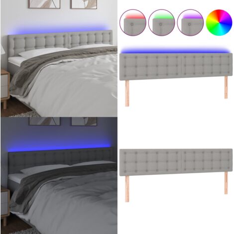 Cabecero con LED de tela gris claro 200x5x78/88 cm - Cabecero de cama - Cabecero LED